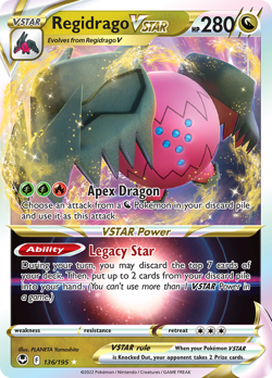 REGIDRAGO VSTAR 136/195 HOLO VSTAR RARE SILVER TEMPEST POKEMON HOLO NEAR MINT - Image 1