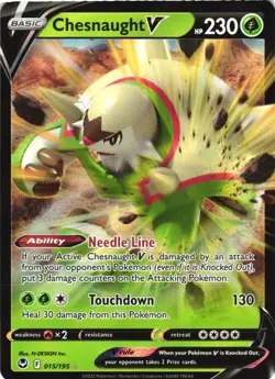 CHESNAUGHT V 015/195 HOLO V RARE SILVER TEMPEST POKEMON HOLO NEAR MINT - Image 2