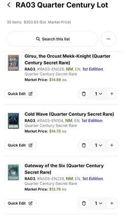 30x Card Quarter Century Rare Lot $300 Value of Yu-Gi-Oh Quarter Century Bonanza - Image 5