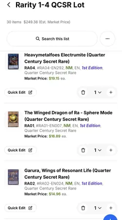 30x Card Quarter Century Rare Lot $250 Value of Yu-Gi-Oh RA01 - RA04 Rarity Lot - Image 3
