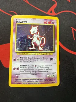 Pokemon Mewtwo 10/102 Base Set Holo Unlimited Rare Holo 1999 WOTC Vintage LP/NM - Image 1