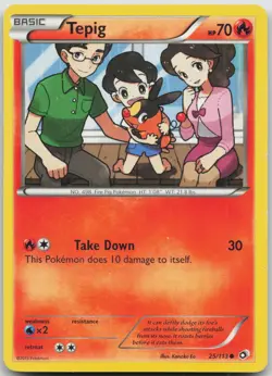 Tepig 25/113 Common Legendary Treasures Pokemon LP/MP - Image 1