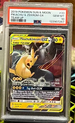 PSA 10 Pikachu & Zekrom GX 33/181 Holo Team Up 2019 Pokemon - Image 1