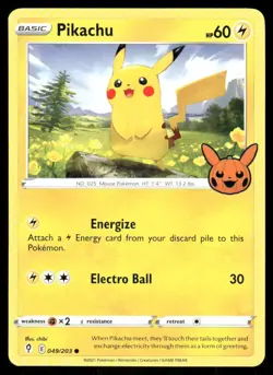 Pikachu 049/203 Promo Trick or Trade BOOster Pokemon Near Mint - Image 1