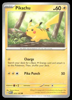 Pikachu 025/165 Common 151 Pokemon Near Mint - Image 1