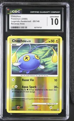 CGC 10 GEM MINT Chinchou 2008 Legends Awakened 88/146 Reverse Holo Pokemon Card - Image 1
