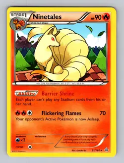 Ninetales 21/160 Rare Primal Clash Pokemon Lightly Played - Image 1