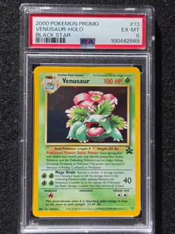 2000 Pokemon Promo #13 Venusaur Holo Black Star PSA 6 EX-MT Game Boy Guide - Image 1