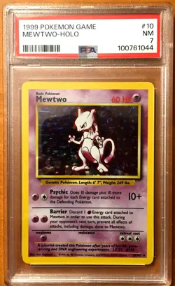 Pokemon 1999 Base Set Mewtwo #10 - Holo Rare - PSA 7 NM - Image 1