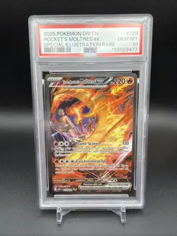 2025 POKEMON DRI SPECIAL ILLUSTRATION RARE #229 TEAM ROCKET'S MOLTRES EX PSA 10 - Image 1