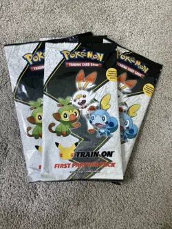 Pokemon 25th Anniversary Train On First Partner Pack Galar Jumbo Card + 2 Pack 820650809613 - Image 1