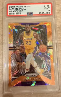 LeBron James 2019-20 Panini Prizm Orange Ice Prizm #129 Lakers PSA 9 MINT - Image 1