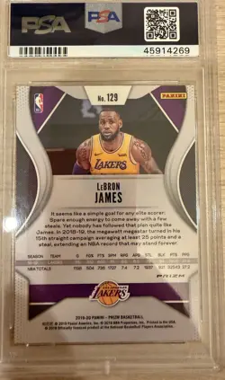 LeBron James 2019-20 Panini Prizm Orange Ice Prizm #129 Lakers PSA 9 MINT - Image 2