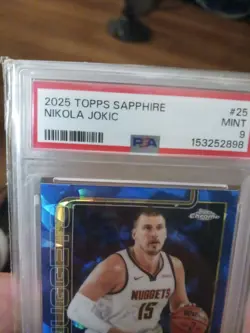 2025-26 Topps Chrome Sapphire Edition Nikola Jokic REFRACTOR PSA MINT 9 - Image 3