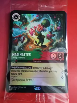 2026 Disney Lorcana D23 Mad Hatter 16/D23 EN-7 Gold Member Exclusive Card - Image 1