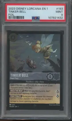 2023 Disney Lorcana Tinker Bell 193/204 Giant Fairy First Chapter Foil PSA 9 - Image 1