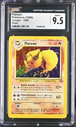 CGC 9.5 FLAREON 3 JUNGLE HOLO POKEMON MINT + - Image 1