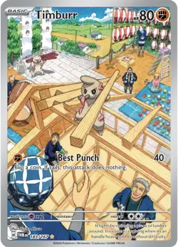 Timburr - 183/167 - Illustration Rare - Twilight Masquerade - Pokemon - NM/M - Image 1