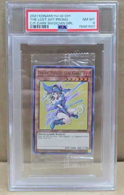 PSA 8 NEAR MINT DARK MAGICIAN GIRL LART-EN019 SEALED - Image 1