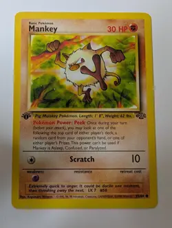 Mankey 55/64 Common Jungle Pokemon 1st Edition Lightly Played - Image 1
