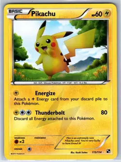 Pikachu 115/114 Secret Rare Black & White Pokemon Holo MP+ Saitou - Image 1