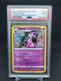 2021 Espeon SWSH174 Fusion Strike Black Star Promo Holo Blister PSA 9 Pokemon - Image 1