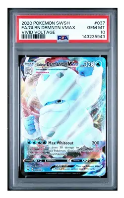 PSA 10 💎 2020 POKEMON SWORD & SHIELD VIVID VOLTAGE ALARIAN DARMANITAN VMAX 037 - Image 1