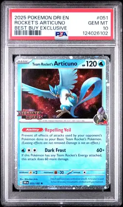 2025 POKEMON DRI EN-DESTINED RIVALS #051 TEAM ROCKET'S ARTICUNO PSA 10 - Image 1