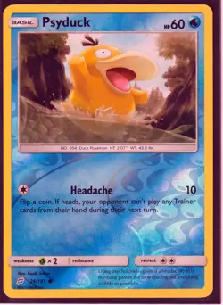 2019 POKEMON PSYDUCK 26/181- SM TEAM UP- REVERSE HOLO NM - Image 1