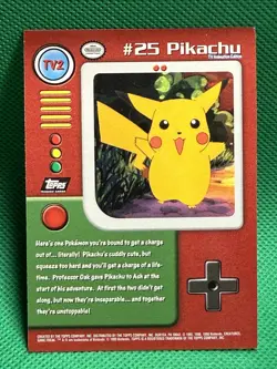 TV2 #25 PIKACHU - Card POKEMON TV Animation Edition Topps Nintendo - Image 2