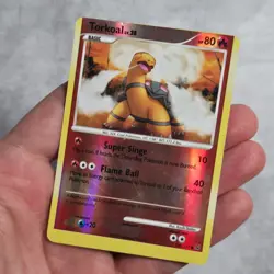 Torkoal Miscut Error Platinum Reverse Holo Pokemon Card MP Condition - Image 1