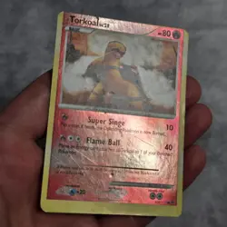 Torkoal Miscut Error Platinum Reverse Holo Pokemon Card MP Condition - Image 2
