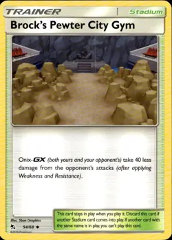 BROCK'S PEWTER CITY GYM 54/68 Pokemon Card Hidden Fates Near Mint - Image 1