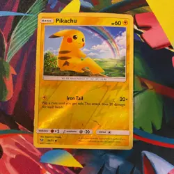 Pikachu 28/73 Common Shining Legends Pokemon Reverse Holo Damaged - Image 1
