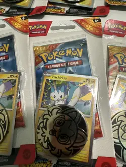 Pokemon TCG Surging Sparks Single Blister Lot of 15 Wooper Pachirisu Coin SEALED - Image 2