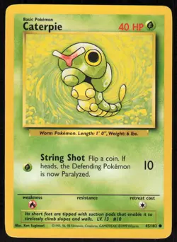 1999 Pokemon Game Base Set #045/102 Caterpie Common - Image 1