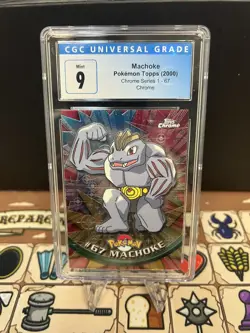 2000 Topps Chrome Pokemon HOLO #67 MACHOKE PSA 9 - Image 1