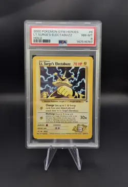 Pokemon TCG - Lt. Surges Electabuzz 6/132 Holo - Gym Heroes - PSA 8 - Image 1