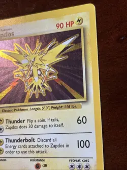 Pokemon Base Set Zapdos 16/102 Holo Rare LP - Image 3