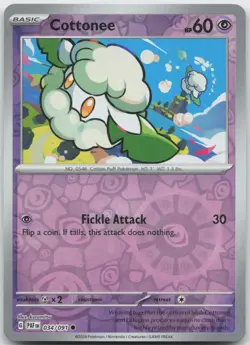Cottonee 034/091 Common Paldean Fates Pokemon Reverse Holo Near Mint - Image 1