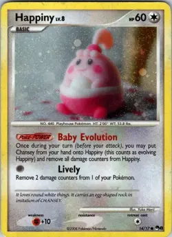 Happiny 14/17 Common POP Series 8 Pokemon Holo Damaged - Image 1