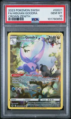 2023 POKEMON SWORD & SHIELD CROWN ZENITH #GG21 FULL ART/HISUIAN GOODRA PSA 10 - Image 1