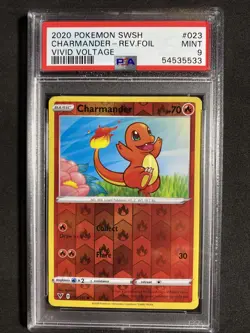 🔥 Pokemon PSA 9 Vivid Voltage Charmander Reverse Holo Foil #023 - Image 1