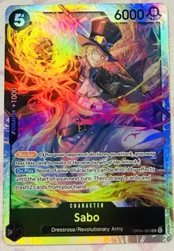 Sabo OP04-083 SR ONE PIECE Tcg Card Game NM BLACK Reprint - Image 1