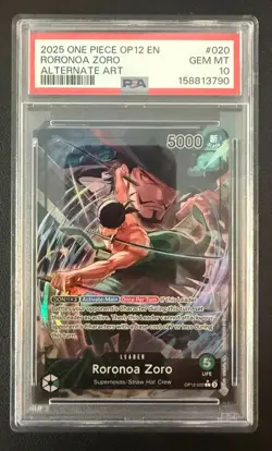2025 One Piece Zoro Leader Alt Art OP12-020 Legacy of the Master PSA 10 GEM MINT - Image 1