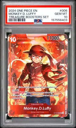 2024 ONE PIECE PROMOS TREASURE BOOSTERS SET #006 MONKEY D. LUFFY PSA 10 GEM MINT - Image 1