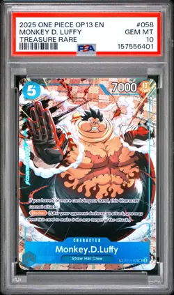 ONE PIECE OP13-CARRYING ON HIS WILL #058 MONKEY D. LUFFY TREASURE RARE PSA 10 - Image 1