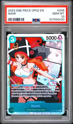 2023 ONE PIECE OP02-PARAMOUNT WAR #036 NAMI PSA 10 GEM MINT! - Image 1