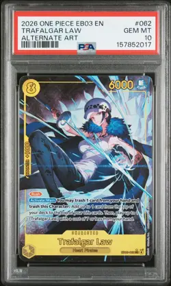 2026 ONE PIECE EB03 EN HEROINES EDITION TRAFALGAR LAW SEC ALTERNATE ART PSA 10 - Image 1