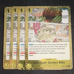 Playset Bandai One Piece TCG Gum-Gum Golden Rifle OP15-116 Eng Yellow x4 - Image 1